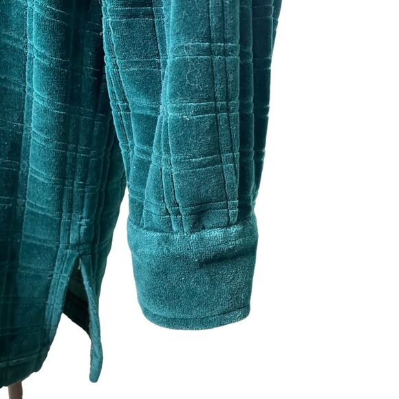 Vintage Womens Green Velet Velour Button Up Long Sleeve Top u Flaw Size Medium - Picture 4 of 8